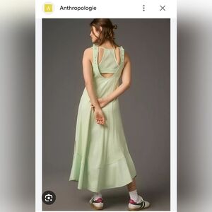 Anthropologie Mint Green Backless Sleeveless Midi Dress